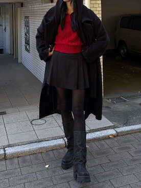 「EMODA（エモダ）のアイテム（その他アウター）」を使った、内藤和香さん（レディース・169cm）の冬コーディネート