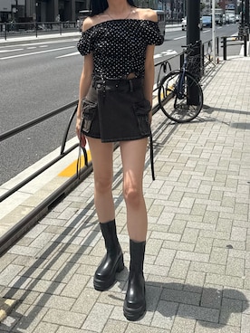 「EMODA（エモダ）のアイテム」を使った、内藤和香さん（レディース・169cm）の夏コーディネート