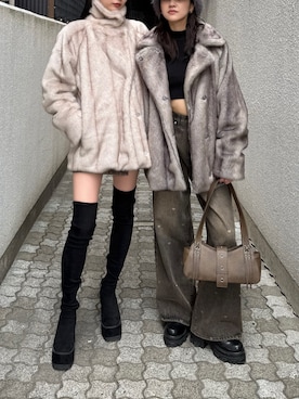 「アイテム（ダウンジャケット/コート）」を使った、内藤和香さん（レディース・169cm）の秋コーディネート