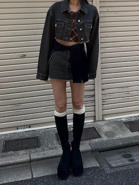 「EMODA（エモダ）のバルキープランプフィットブーツ（ブーツ）」を使った、内藤和香さん（レディース・169cm）の夏コーディネート