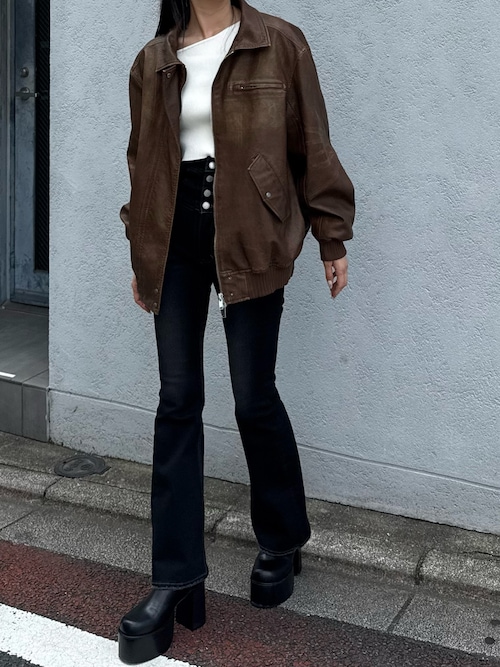 セール】ヴィンテージフェイクレザーブルゾン（ブルゾン）｜EMODA