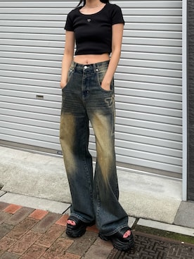 「EMODA（エモダ）のアイテム」を使った、内藤和香さん（レディース・169cm）の夏コーディネート