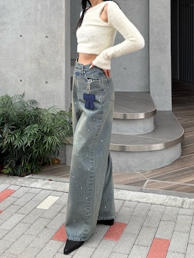 「EMODA（エモダ）のアイテム（ニット/セーター）」を使った、内藤和香さん（レディース・169cm）の冬コーディネート