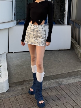 「EMODA（エモダ）のアイテム」を使った、内藤和香さん（レディース・169cm）の春コーディネート