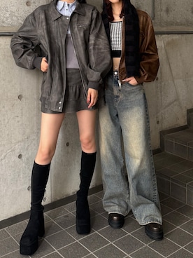 「EMODA（エモダ）のバルキープランプフィットブーツ（ブーツ）」を使った、内藤和香さん（レディース・169cm）の秋コーディネート
