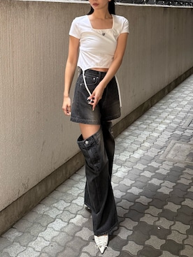 「アイテム（パンプス）」を使った、内藤和香さん（レディース・169cm）の夏コーディネート