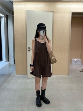 「アイテム（ワンピース/ドレス、ブラウン系）」を使った、Rさん（レディース・153cm）の夏コーディネート