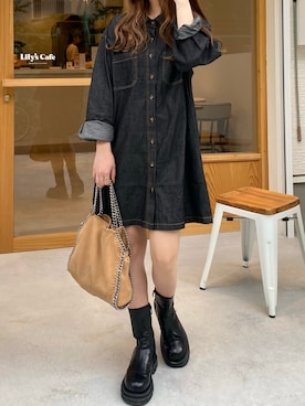 「秋先取りコーデ」｜「アイテム（ハンドバッグ）」を使った、Rさん（レディース・153cm）の夏コーディネート