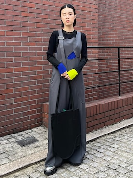 「アイテム（つなぎ/オールインワン）」を使った、SAYURIさん（レディース・161cm）の冬コーディネート