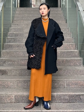 「アイテム（イヤリング）」を使った、SAYURIさん（レディース・161cm）の秋コーディネート