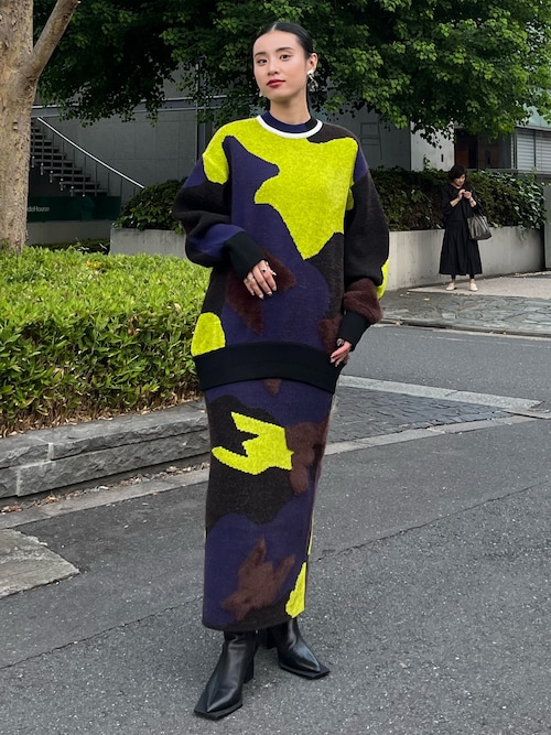 MIX CAMOUFLA JACQUARD KTSK / ミックスカモフラジャガードニット