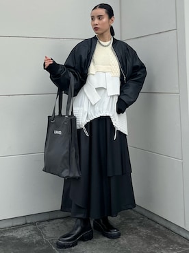 「アイテム（ブルゾン）」を使った、SAYURIさん（レディース・161cm）の秋コーディネート