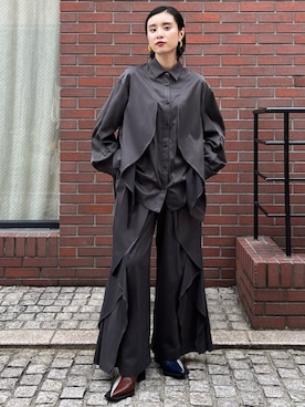 「アイテム（ピアス（両耳用）、イエロー系）」を使った、SAYURIさん（レディース・161cm）の秋コーディネート