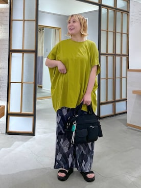 「LEPSIM（レプシィム）の楊柳柄イージーパンツ　290321（その他パンツ、グレー系）」を使った、ありぺいさん（レディース・157cm）の春コーディネート