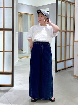「LEPSIM（レプシィム）のアソートビスチェ　1044015（その他トップス、ホワイト系）」を使った、ありぺいさん（レディース・157cm）の夏コーディネート