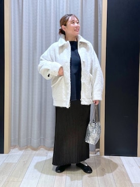 「体型カバー」｜「アイテム（ジャケット/アウター）」を使った、ありぺいさん（レディース・157cm）の冬コーディネート