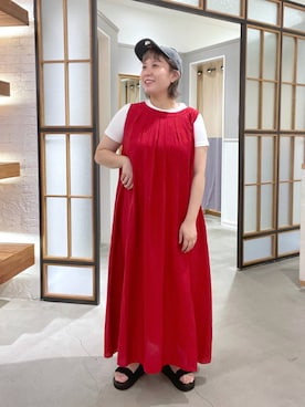 「LEPSIM（レプシィム）のギャザークッションサンダル　638838（サンダル、ブラック系）」を使った、ありぺいさん（レディース・157cm）の夏コーディネート