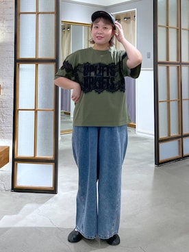 「LEPSIM（レプシィム）のイージーデニムパンツ　630150（デニムパンツ、ブルー系）」を使った、ありぺいさん（レディース・157cm）の夏コーディネート