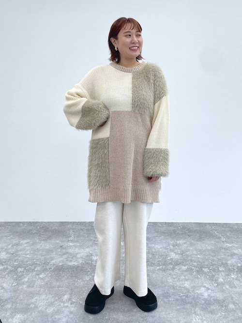 パッチワークニットチュニック　600816