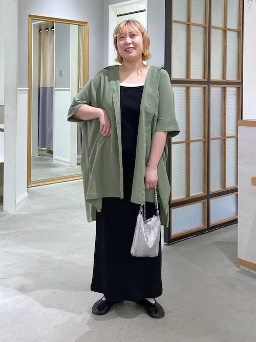 く*う様 【Ｌサイズ】楽ちんキレカジ系お洋服7点セット 春色グリーン レプシィム サラキレポンチョチュニックSS 290265（シャツ/ブラウス）｜LEPSIM