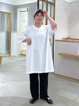 「LEPSIM（レプシィム）の《セルフカット可能》プリーツイージーパンツ　601345（その他パンツ、ブラック系）」を使った、ありぺいさん（レディース・157cm）の春コーディネート