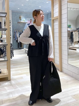 「LEPSIM（レプシィム）のシアーワッフルヘンリープルオーバー　639382（Tシャツ/カットソー、ホワイト系）」を使った、ありぺいさん（レディース・157cm）の春コーディネート