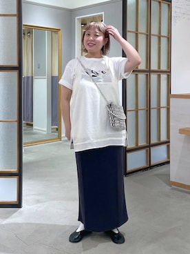 「LEPSIM（レプシィム）のビーズミニショルダー　646448（ショルダーバッグ、シルバー系）」を使った、ありぺいさん（レディース・157cm）の夏コーディネート