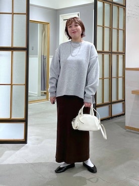 「LEPSIM（レプシィム）のラウンドタックミニバッグ　1049433（ショルダーバッグ、ホワイト系）」を使った、ありぺいさん（レディース・157cm）の秋コーディネート