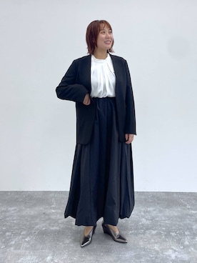 「アイテム（ノーカラージャケット）」を使った、ありぺいさん（レディース・157cm・30代）の秋コーディネート