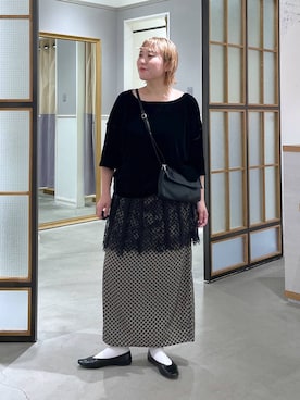 「LEPSIM（レプシィム）のタックアソートドレープスカート　1049546（スカート、その他）」を使った、ありぺいさん（レディース・157cm）の夏コーディネート