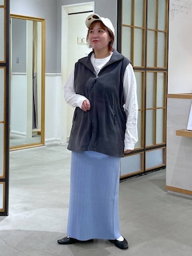 「LEPSIM（レプシィム）の機能付きフリースベストチュニック　1068715（ベスト、グレー系）」を使った、ありぺいさん（レディース・157cm）の秋コーディネート