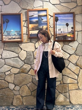 「アイテム（オールインワン・サロペット）」を使った、鈴木　真衣さん（レディース・155cm）の冬コーディネート