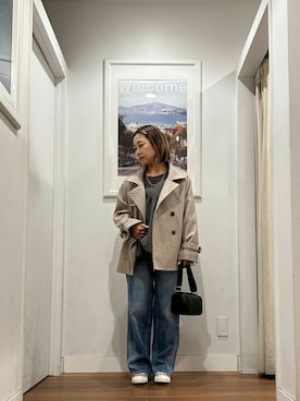 「アイテム（トレンチコート）」を使った、鈴木　真衣さん（レディース・155cm）の秋コーディネート