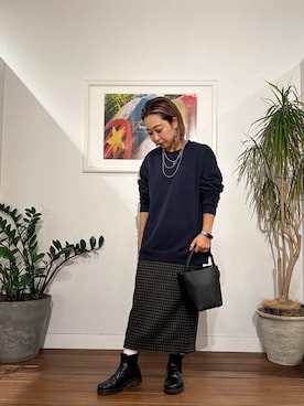 「URBAN RESEARCH Sonny Label（アーバンリサーチサニーレーベル）のヘビーウェイトコットンベーシックスウェット（スウェット）」を使った、鈴木　真衣さん（レディース・155cm）の秋コーディネート