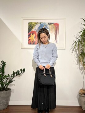 「VIOLAd'ORO（ヴィオラドーロ）のVIOLAd’ORO　BIANCA V-2174（トートバッグ）」を使った、鈴木　真衣さん（レディース・156cm）の冬コーディネート