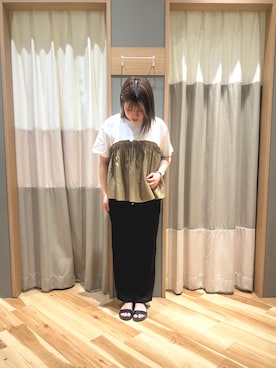 「Samansa Mos2 blue（サマンサモスモスブルー）のアイテム（パンツ）」を使った、るぴさん（レディース・155cm）の春コーディネート