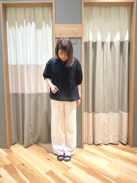 「Samansa Mos2 blue」｜「アイテム（パンツ）」を使った、るぴさん（レディース・155cm）の春コーディネート