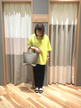 「Samansa Mos2 blue（サマンサモスモスブルー）のアイテム（パンツ）」を使った、るぴさん（レディース・155cm）の夏コーディネート