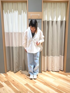 「SM2（エスエムツー）のアイテム（デニムパンツ）」を使った、るぴさん（レディース・155cm）の春コーディネート