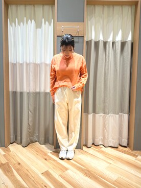 「Samansa Mos2 blue（サマンサモスモスブルー）のアイテム（トップス、オレンジ系）」を使った、るぴさん（レディース・155cm）の冬コーディネート