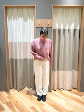 「Samansa Mos2 blue」｜「アイテム（スラックス）」を使った、るぴさん（レディース・155cm）の秋コーディネート