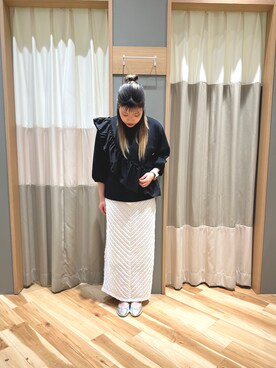 「Samansa Mos2 blue（サマンサモスモスブルー）のアイテム（スカート）」を使った、るぴさん（レディース・155cm）の春コーディネート