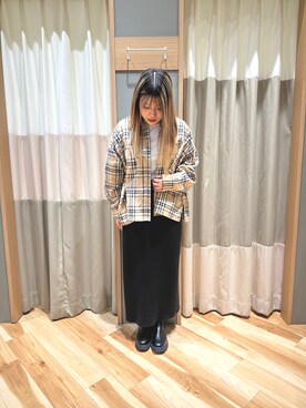 「Samansa Mos2 blue」｜「アイテム（ブーツ）」を使った、るぴさん（レディース・155cm）の冬コーディネート