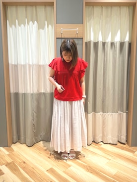 「Samansa Mos2 blue（サマンサモスモスブルー）のアイテム（パンツ）」を使った、るぴさん（レディース・155cm）の夏コーディネート