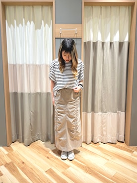 「Samansa Mos2 blue（サマンサモスモスブルー）のアイテム（スカート）」を使った、るぴさん（レディース・155cm）の春コーディネート