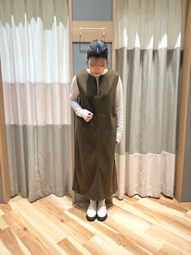 「Samansa Mos2 blue」｜「アイテム（ワンピース/ドレス）」を使った、るぴさん（レディース・155cm）の冬コーディネート
