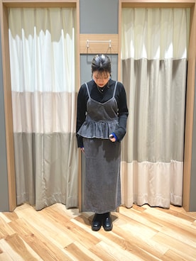 「Samansa Mos2 blue」｜「アイテム（ワンピース/ドレス）」を使った、るぴさん（レディース・155cm）の冬コーディネート