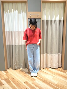 「SM2（エスエムツー）のアイテム（デニムパンツ）」を使った、るぴさん（レディース・155cm）の春コーディネート