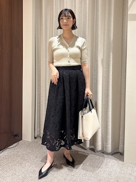 「ROPE'（ロペ）の職人技が光る日本製の逸品・メッシュパンプス（パンプス、ブラック系）」を使った、ayaさん（レディース・162cm）の夏コーディネート