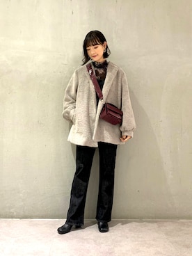 「フラワープリント」｜「アイテム（ブルゾン）」を使った、ayaさん（レディース・162cm）の秋コーディネート